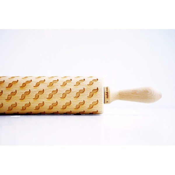 Rullo per pasta in legno goffrato Mustache - Valek-image-1