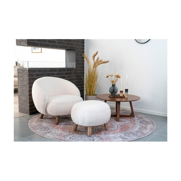 Poltrona con poggiapiedi color crema Savona – House Nordic-image-1