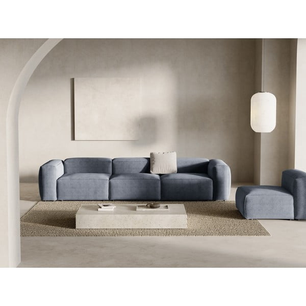 Divano blu polveroso con rivestimento in velluto a coste 364 cm Bergamo – Cosmopolitan Design-image-1