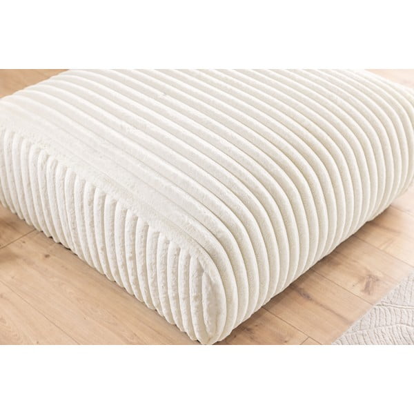 Poggiapiedi color crema con rivestimento in velluto a coste Justin – Ropez-image-4