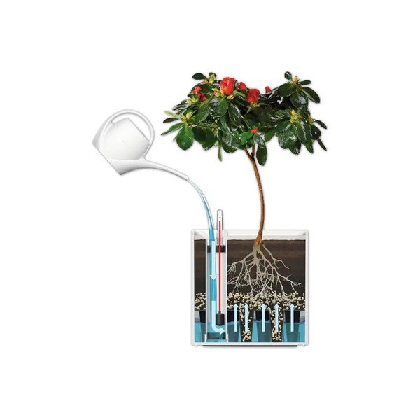 Vaso per fiori in plastica riciclata con sistema di auto-irrigazione Cubico Stone – Flower Lover-image-1