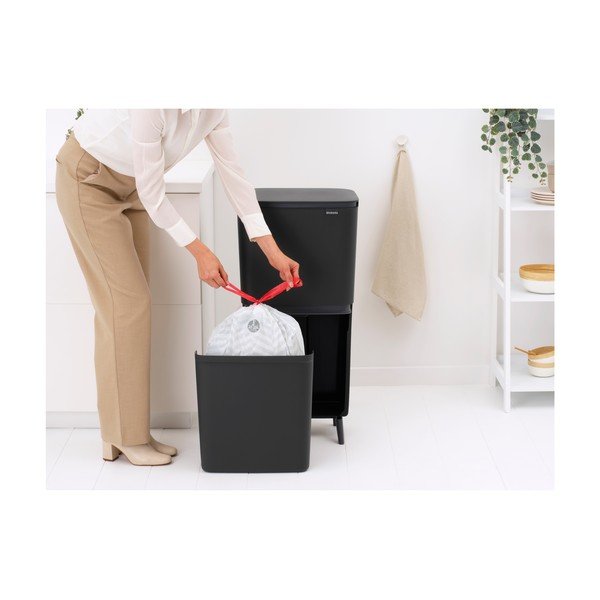 Cestino per la spazzatura grigio scuro in plastica per raccolta differenziata 20+25 l SortUp Recycle Hi – Brabantia-image-3