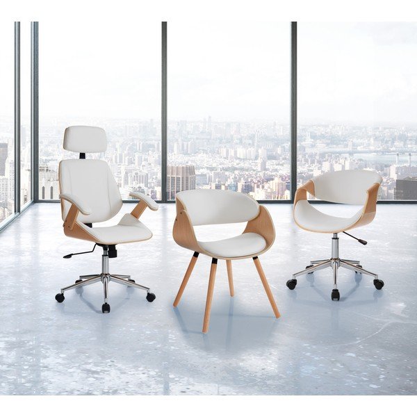 Sedia da ufficio bianca in similpelle Visby – Tomasucci-image-1