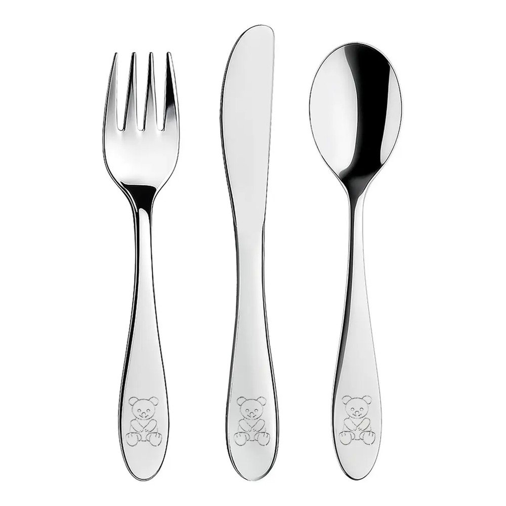 Posate per bambini in acciaio inox argento 3 pezzi - Orion | Posate per bambini