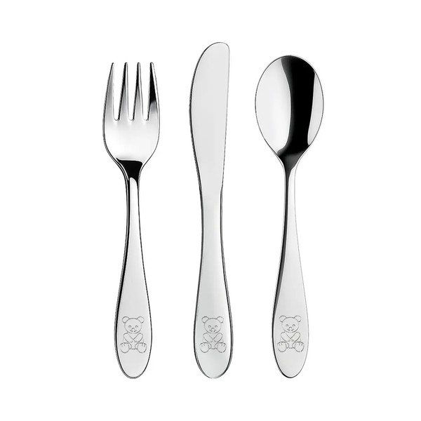 Posate per bambini in acciaio inox argento 3 pezzi - Orion