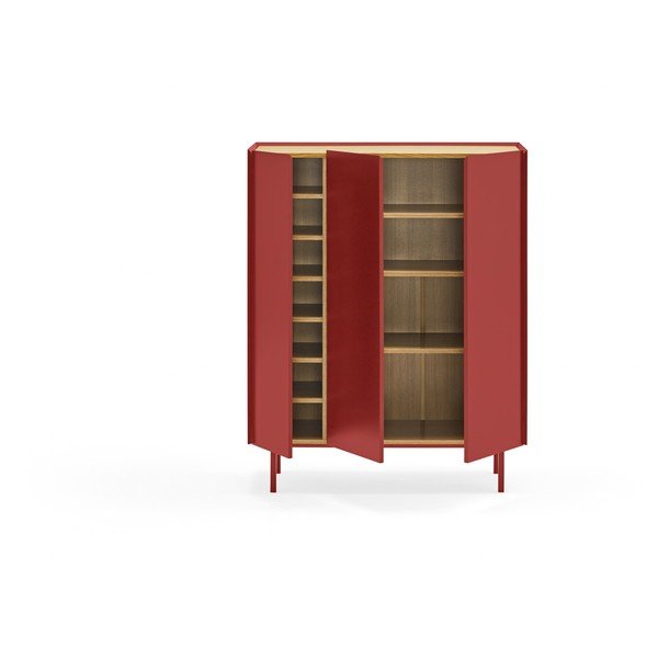 Cassettiera alta rossa effetto rovere95x120 cm Arista - Teulat-image-3