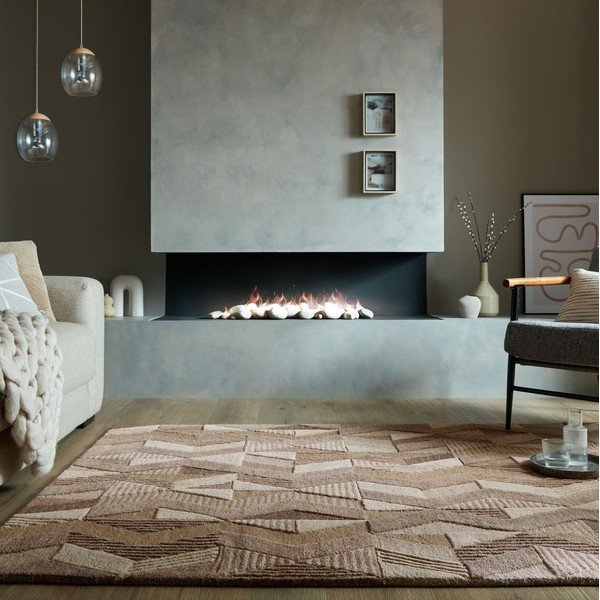 Tappeto in lana marrone tessuto a mano 200x290 cm Moda Asher - Flair Rugs-image-1