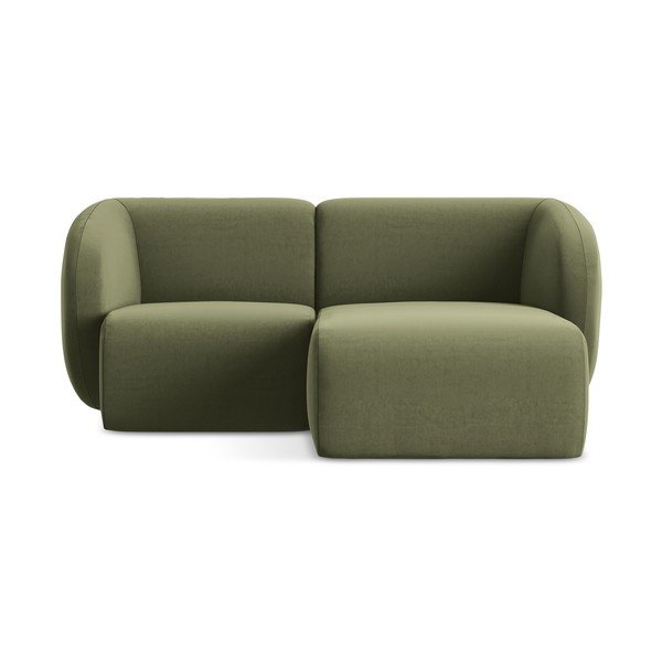 Divano angolare verde (con penisola a destra/con chaise lounge) con rivestimento in velluto Lani – Makamii