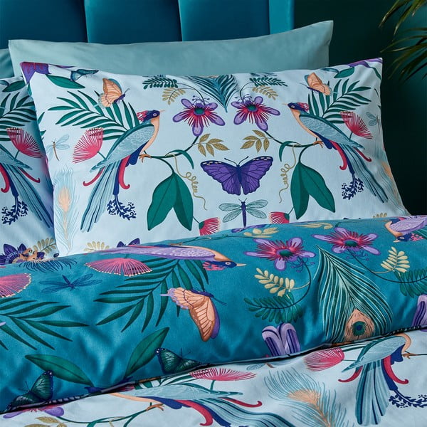 Set copripiumino e federa blu per letto singolo 135x200 cm Mya Tropical Floral – Catherine Lansfield-image-3