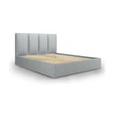 Letto matrimoniale imbottito grigio con contenitore con griglia 180x200 cm Juniper - Mazzini Beds