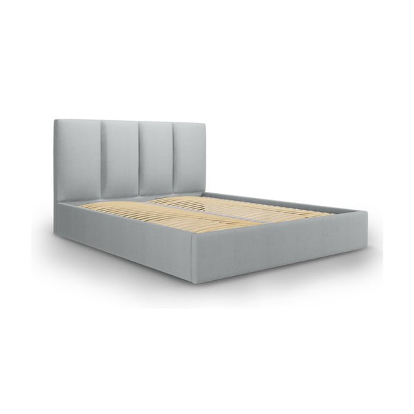 Letto matrimoniale imbottito grigio con contenitore con griglia 160x200 cm Juniper - Mazzini Beds