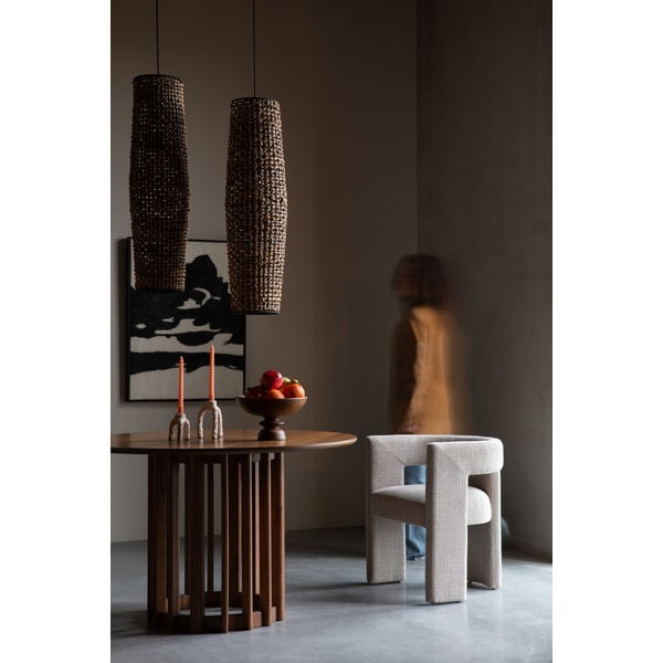 Sedia da pranzo color crema in imbottito con braccioli Medina – Dutchbone-image-1