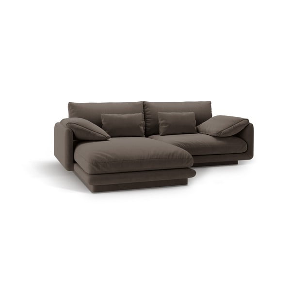 Divano angolare marrone (con penisola a sinistra/con chaise lounge) con rivestimento in velluto Torino – Micadoni -image-2