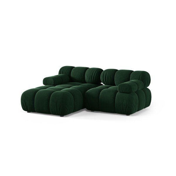 Divano angolare componibile verde scuro (con penisola a sinistra/con chaise lounge) con rivestimento in velluto – Micadoni -image-2