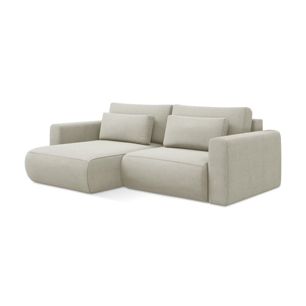 Divano angolare beige allungabile/con contenitore (con penisola a sinistra/con chaise lounge) Kapua – Makamii-image-1