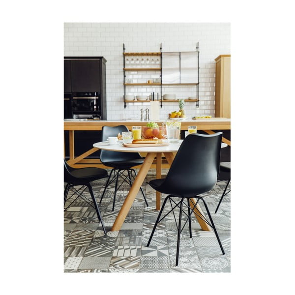 Set di 2 sedie nere con base in metallo nero Eco - Bonami Essentials-image-1