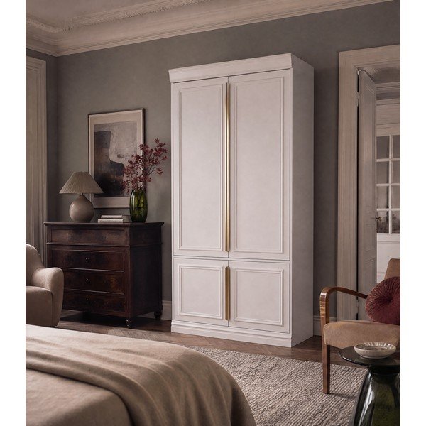 Armadio grigio chiaro in pino massiccio 110x215x44 cm Organize – WOOOD-image-1