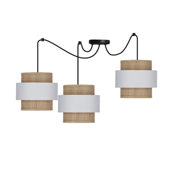 Lampada a sospensione con paralume in rattan bianco e naturale ø 20 cm Rattan - Candellux Lighting