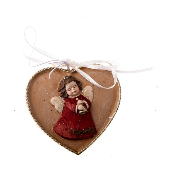 Ornamento da appendere a forma di cuore con motivo di angelo, lunghezza 5,5 cm - Dakls