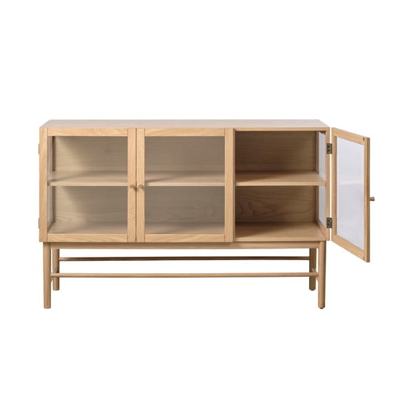 Vetrina in legno di quercia di colore naturale 88x140 cm Elba - Unique Furniture-image-3