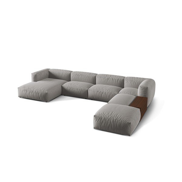 Divano angolare componibile grigio chiaro (angolo destro/U) Martina - Micadoni Home-image-1