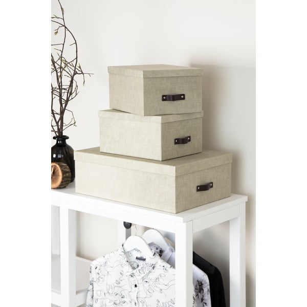 Set di 3 scatole portaoggetti beige Inge - Bigso Box of Sweden-image-3