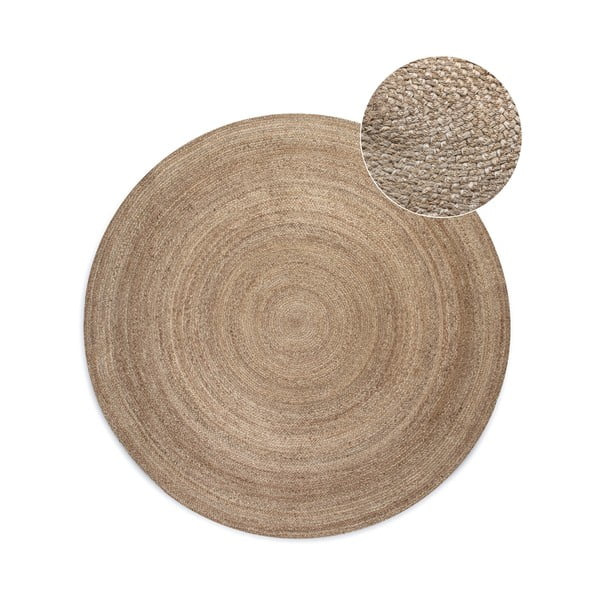 Tappeto rotondo greige in iuta reversibile ø 200 cm Braided – Hanse Home