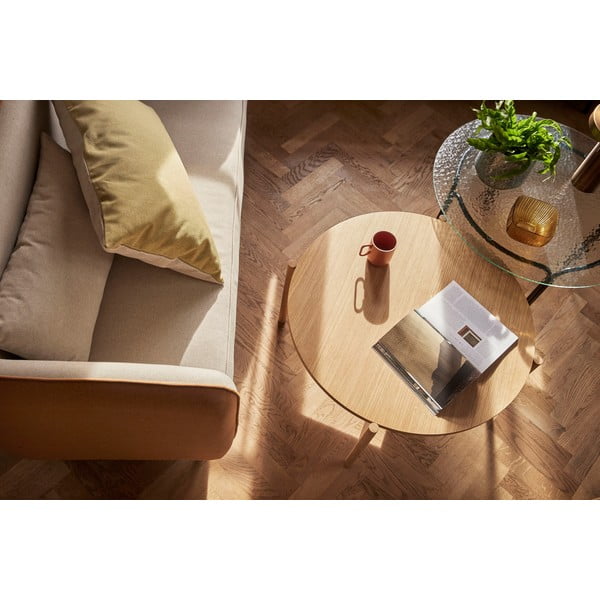 Tavolino rotondo nero con piano in vetro ø 80 cm Orbit - Hübsch-image-1