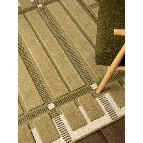 Tappeto verde/beige in lana tessuto a mano 120x170 cm – Asiatic Carpets-image-2