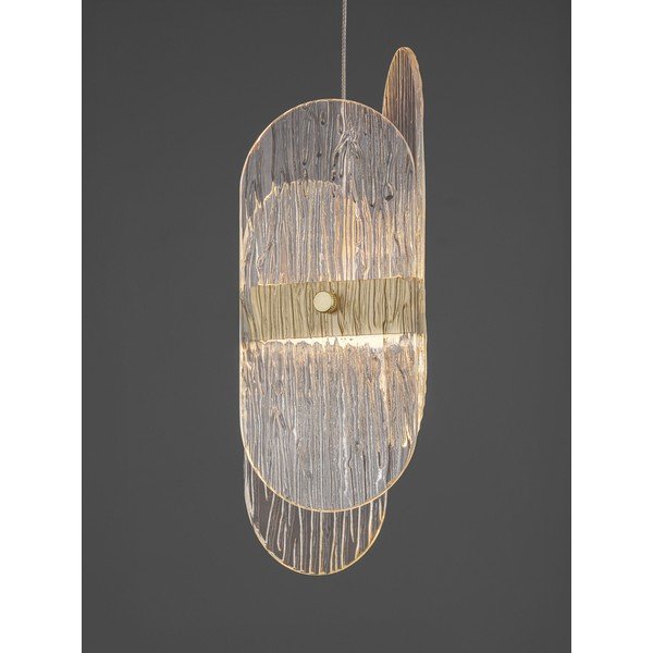 Lampadario LED color ottone in metallo con paralume in vetro con intensità regolabile ø 32 cm Lucien – Nova Luce-image-2