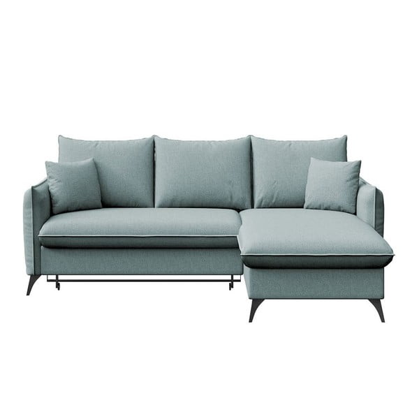 Divano angolare azzurro allungabile e con contenitore (con penisola a destra e chaise lounge) Brim – Rodier