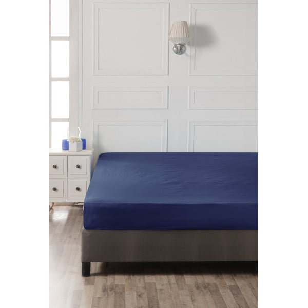 Lenzuolo con angoli in blu scuro in cotone 140x200 cm – Mijolnir-image-2