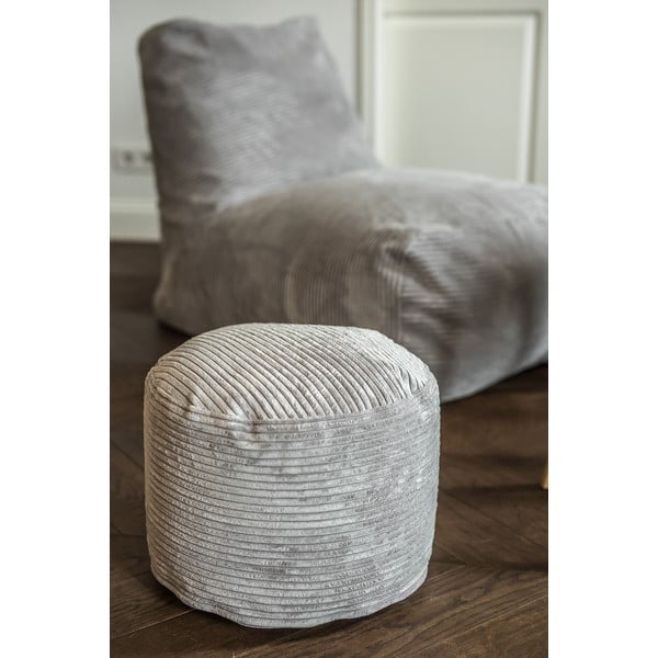 Puof a sacco color crema con rivestimento in velluto a coste Mini – SLOWDOWN-image-4