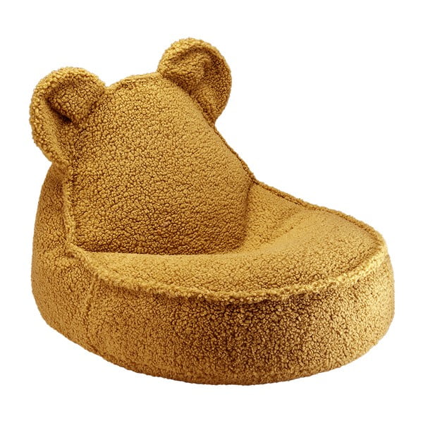 Pouf a sacco per bambini marrone con rivestimento in bouclé Bear – Wigiwama