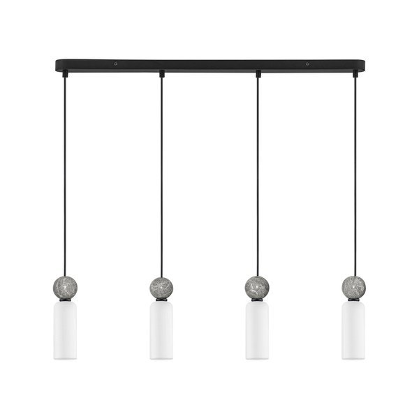 Lampadario nero opaco in pietra con paralume in vetro Filomena – Nova Luce