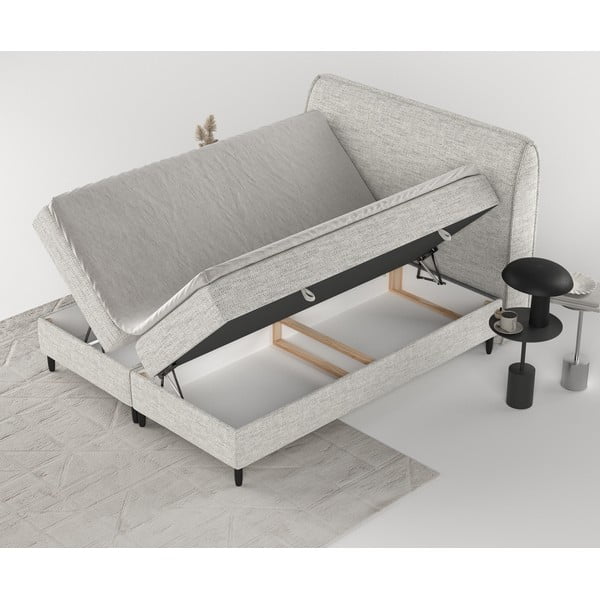Letto boxspring grigio chiaro con contenitore 180x200 cm Melba - Maison de Rêve-image-3