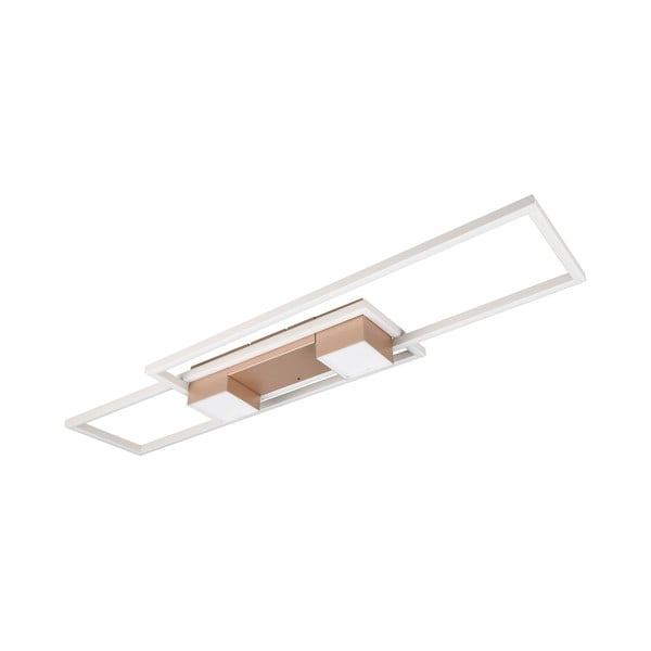 Plafoniera LED dimmerabile con telecomando in bianco-bronzo 28x100 cm Albany - Trio