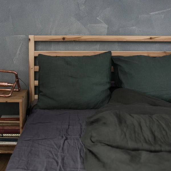 Lenzuolo elastico di lino grigio scuro, 180 x 200 cm Dark Grey - Linen Tales-image-1