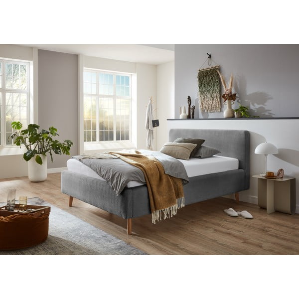 Letto singolo imbottito grigio rete non inclusa 120x200 cm Mattis – Meise Möbel-image-1