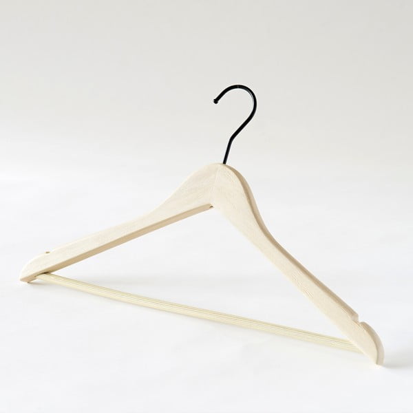 Světle žluté dřevěné ramínko s kalhotovou tyčí Compactor Line