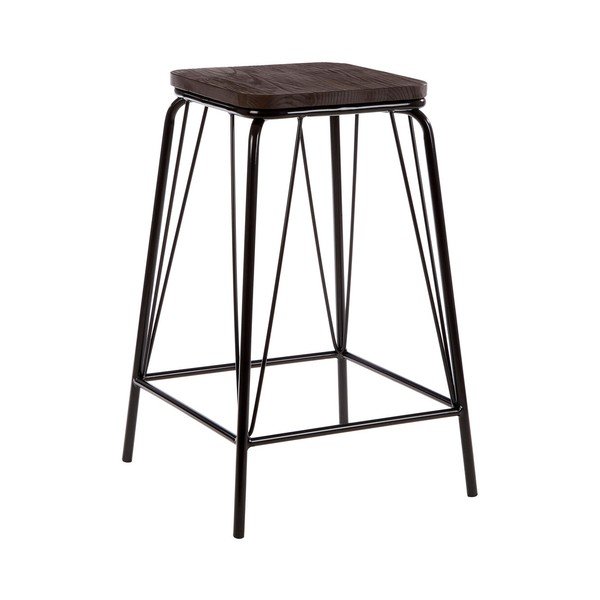 Sgabello nero/marrone in olmo massiccio District – Premier Housewares