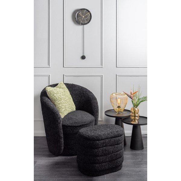 Poltrona nera in tessuto bouclé Cuddly - Leitmotiv-image-1