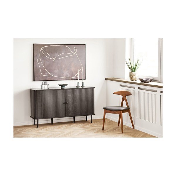 Credenza nera in pino massiccio 140x79x40 cm Nikko – House Nordic-image-1