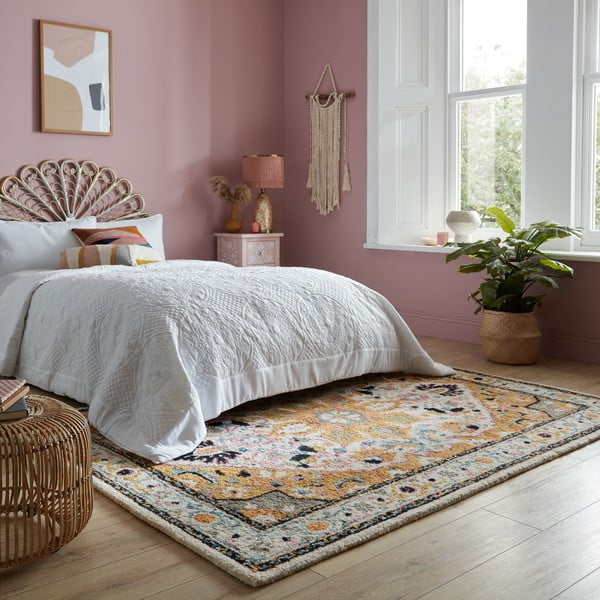 Tappeto in lana gialla 160x230 cm Dahlia - Flair Rugs-image-1