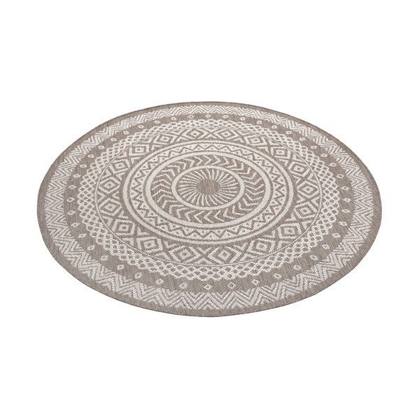 Tappeto per esterni marrone e beige Rotondo, ø 160 cm - Ragami-image-2
