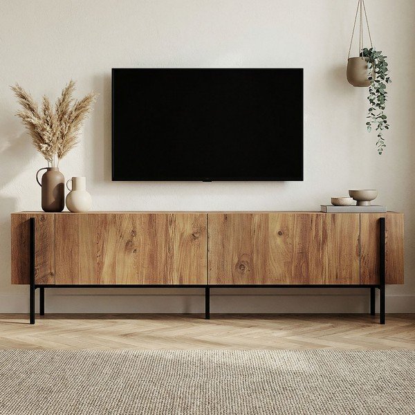Mobile TV di colore naturale con effetto pino 180x45x30 cm Nexus – Kalune Design-image-3