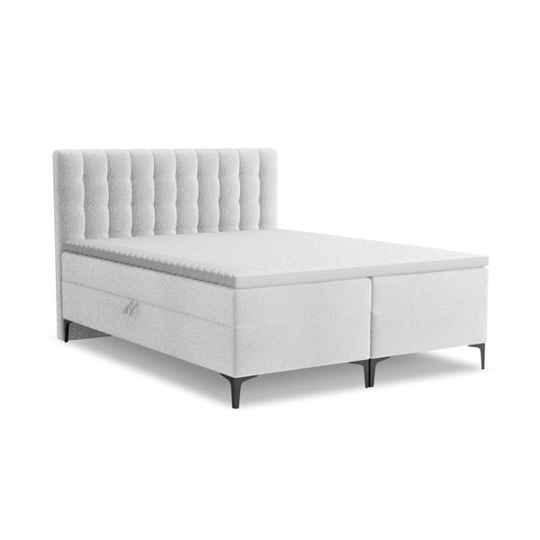 Letto boxspring argentato con contenitore 140x200 cm Puhala – Makamii