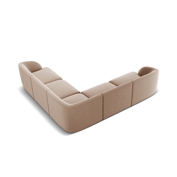 Divano angolare in velluto beige Miley - Micadoni Home-image-3