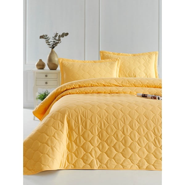 Copriletto giallo con 2 federe in cotone ranzato EnLora Home Fresh, 225 x 240 cm Fresh Color - Mijolnir