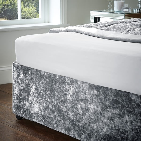 Coprirete in velluto grigio elasticizzato 152x198 cm Crushed Velvet - Catherine Lansfield